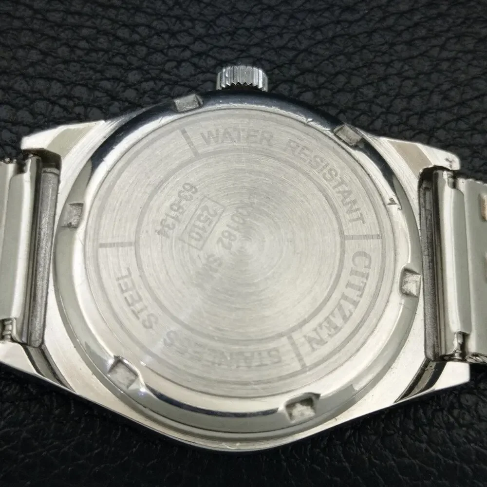 Vintage 1986 Citizen Manual Wound Mens Silver Watch & Silver accents